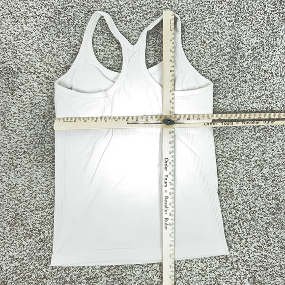 Lululemon Tank Top Womens 12 B/C White Ribbed Racerback Ebb To Street Bra Gym - Picture 5 of 8